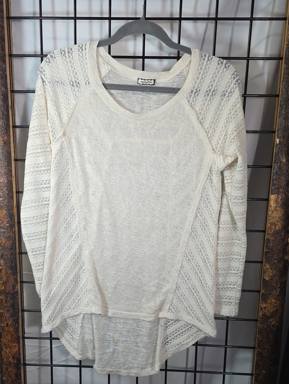 Eyeshadow Cream Lightweight Open-Knit Long Sleeve Tunic